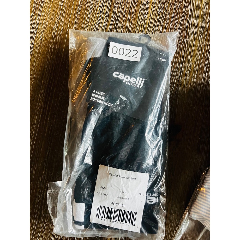 Capelli Sport 4 Cube Soccer Socks Black White AGX-1762 CS Match Size L NEW